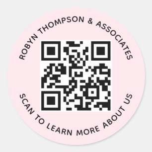 Adesivos de Código QR Rosa Rótulos Redondos com No