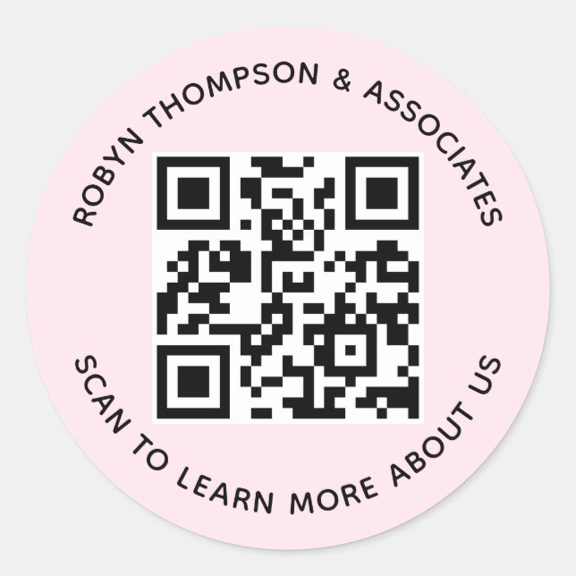 Adesivos de Código QR Rosa Rótulos Redondos com No (Frente)