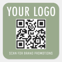Adesivos de Código QR Verde Salvia Logotipo Empres