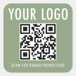 Adesivos de Código QR Verde Salvia Logotipo Empres