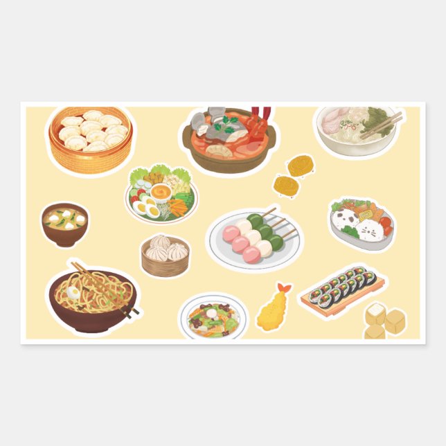 Adesivos de Comida Tema Comida Asiática (Frente)