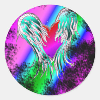 adesivos de coração de asa azul