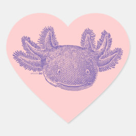 Adesivos de Coração de Axolote - ROXO & ROSA - 20 