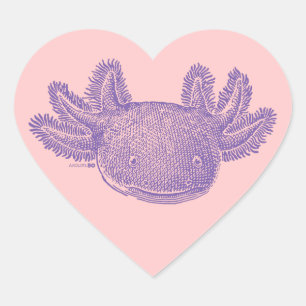 Adesivos de Coração de Axolote - ROXO & ROSA - 20