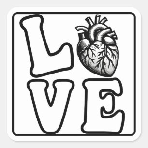 Adesivos de Coração Humano Anatômico AMOR