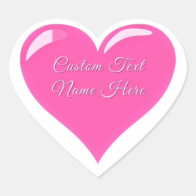 Adesivos de Coração Rosa Personalizados Texto Pres (Frente)