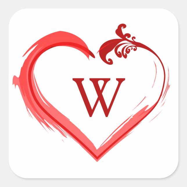 Adesivos de Coração Swoosh Vermelho com Inicial de (Frente)
