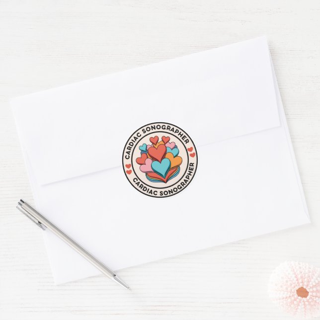 Adesivos de Corações Empilhados de Sonografista Ca (Envelope)
