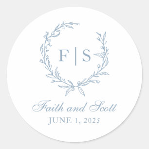 Adesivos de Coroa de Monograma Azul Claro