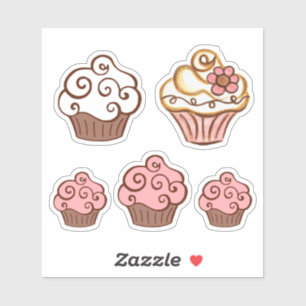 Adesivos de Cupcake Branco Rosa