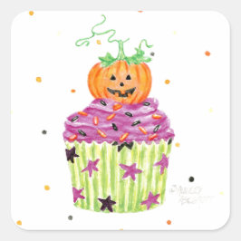 Adesivos de Cupcake de Abóbora de Halloween