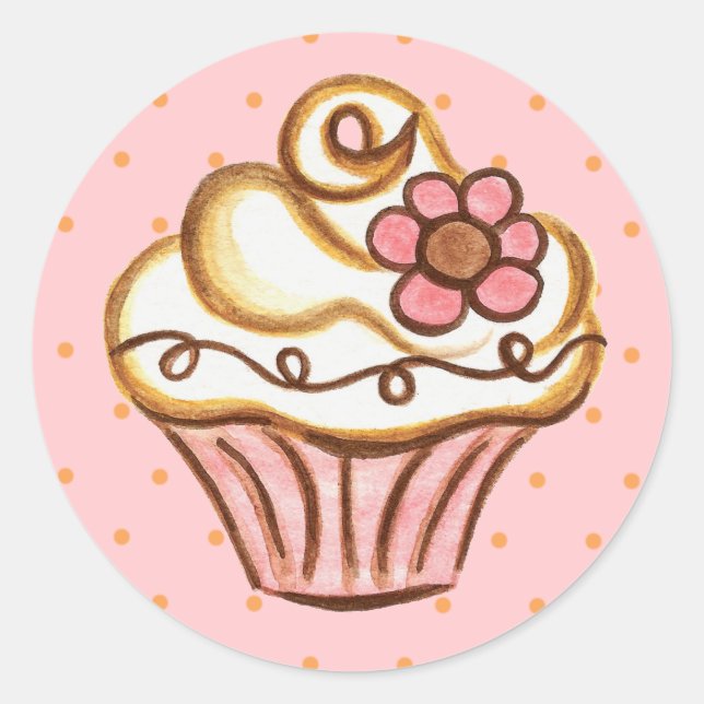 Adesivos de Cupcake de Flor (Frente)