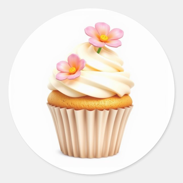 Adesivos de Cupcake de Flor Fofa (Frente)
