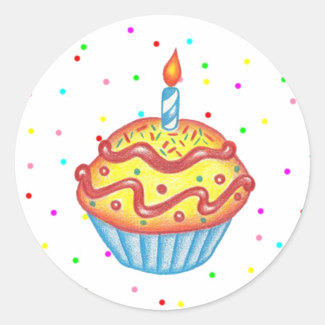 Adesivos de Cupcake para Festa de Aniversário (Frente)