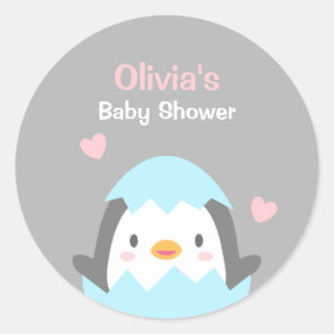 Adesivos de Decoração para Chás de Bebê de Pinguim