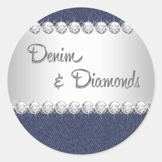 Adesivos de Denim Elegante e Diamantes (Frente)