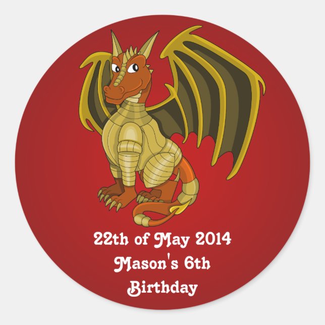 Adesivos de desenho animado de dragão guerreiro (Frente)