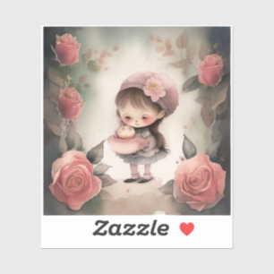 adesivos de desenho animado de menina fofa