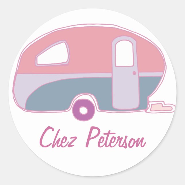 Adesivos de Design Personalizado de Caravana Retro (Frente)