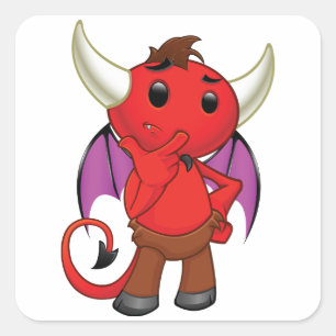 Adesivos de Diabo Vermelho de Desenho Animado