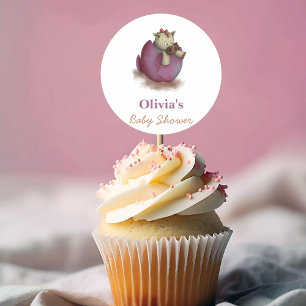 Adesivos de dinossauros de bebê roxos para chá de