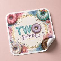Adesivos de Donut Rosa com Confeitos para Aniversá