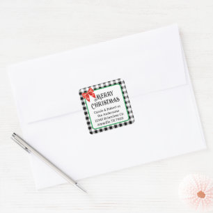Adesivos de Endereço com Xadrez de Búfalo de Natal