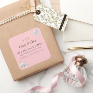 Adesivos de Endereço de Casamento Elegantes Flor