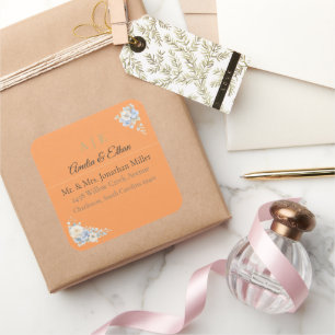 Adesivos de Endereço de Casamento Elegantes   Flor