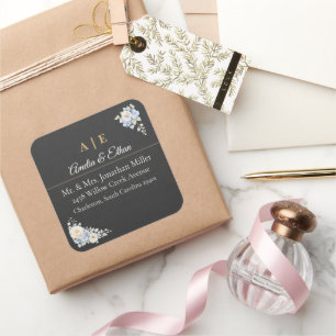 Adesivos de Endereço de Casamento Elegantes   Flor