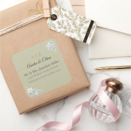 Adesivos de Endereço de Casamento Elegantes | Flor