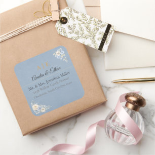 Adesivos de Endereço de Casamento Elegantes Flor