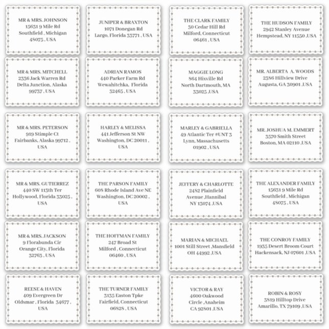 Adesivos de endereços de convite para casamento mi (Frente)