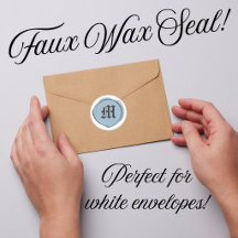 Adesivos de Envelope com Selo de Cera Falsa Azul C