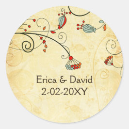 adesivos de envelope floral vermelho ruivo