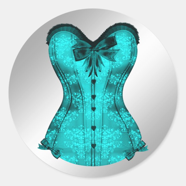 Adesivos de espartilho azul-teal elegante (Frente)