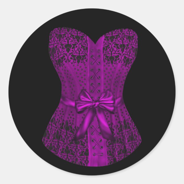 Adesivos de espartilho preto e roxo elegantes (Frente)