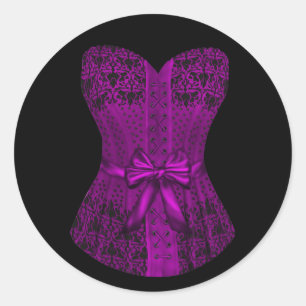 Adesivos de espartilho preto e roxo elegantes