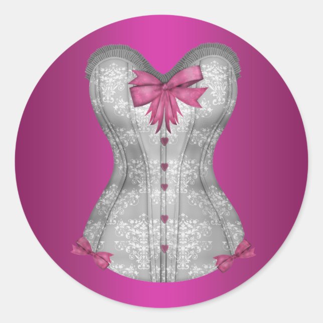 Adesivos de espartilho rosa quente elegante (Frente)