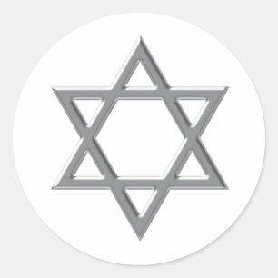 Adesivos de Estrela de Davi Prateada com Fundo de