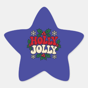 Adesivos de Estrela de Natal Retro Holly Jolly