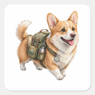 Adesivos de etiqueta de Aventura de Corgi em Aquar