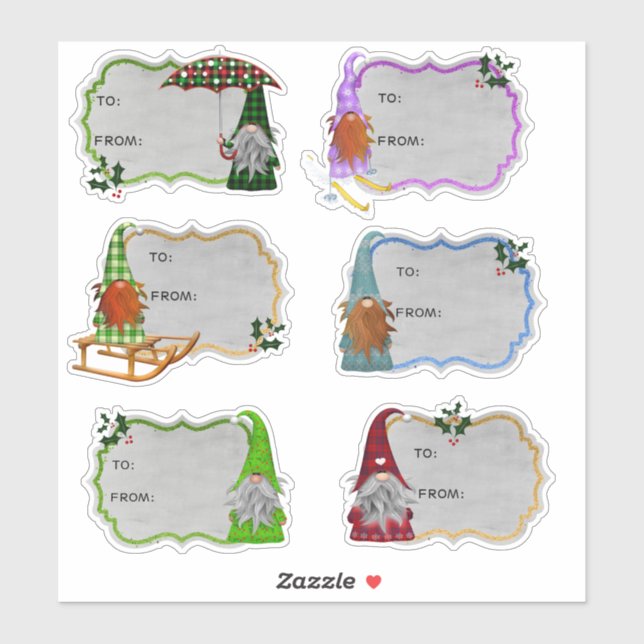 Adesivos de Etiqueta de Presente de Natal do Gnome (Folha)