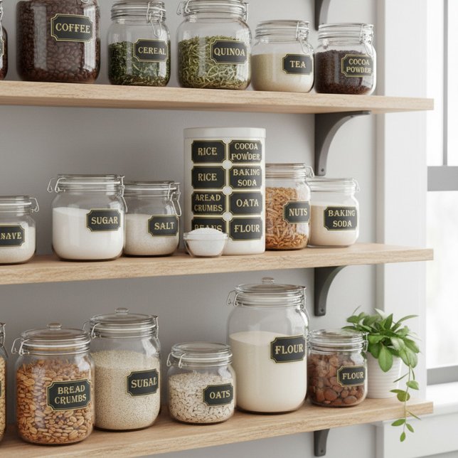 Adesivos de etiqueta para despensa Preto e Dourado (Criador carregado)