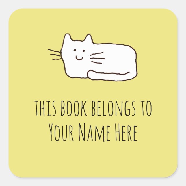 Adesivos de Ex-libris de Gato de Desenho Animado A (Frente)