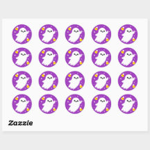 Adesivos de Fantasma Feliz Halloween Roxo Fofos