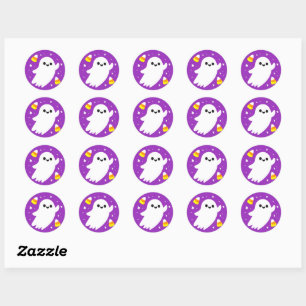 Adesivos de Fantasma Feliz Halloween Roxo Fofos