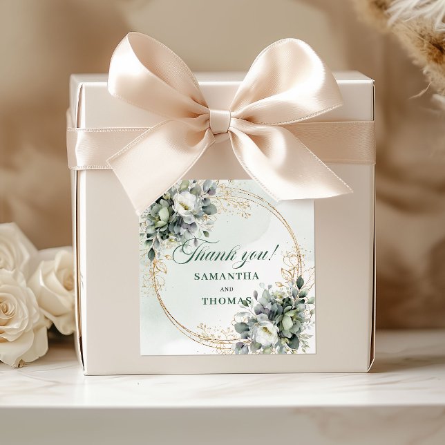 Adesivos de Favor Botânico Boho Folhagem e Dourado (Boho Botanical Favor Stickers Greenery and Gold)