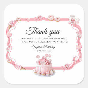 Adesivos de Favor de Aniversário Rosa Sweet One