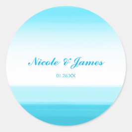 Adesivos de Favor de Casamento Aquarela Azul Claro